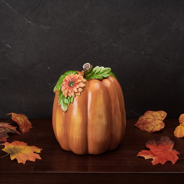 Harvest Halloween Tall Flower Pumpkin Figurine