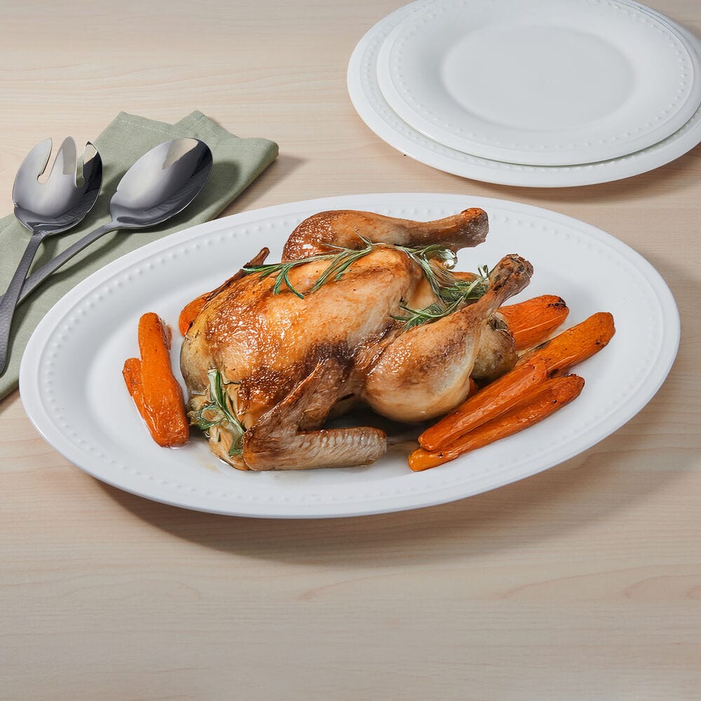 Nevaeh White Classic Beaded Large Platter