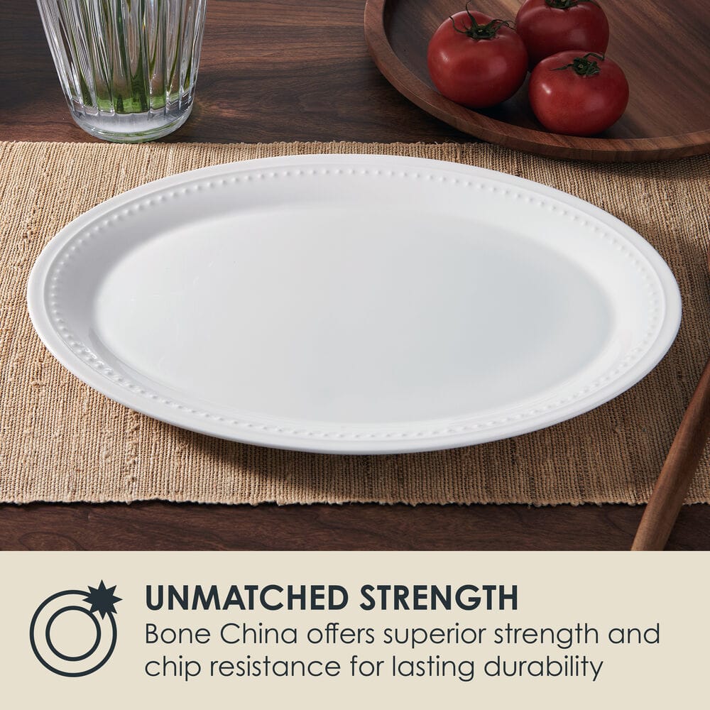 Nevaeh White Classic Beaded Large Platter