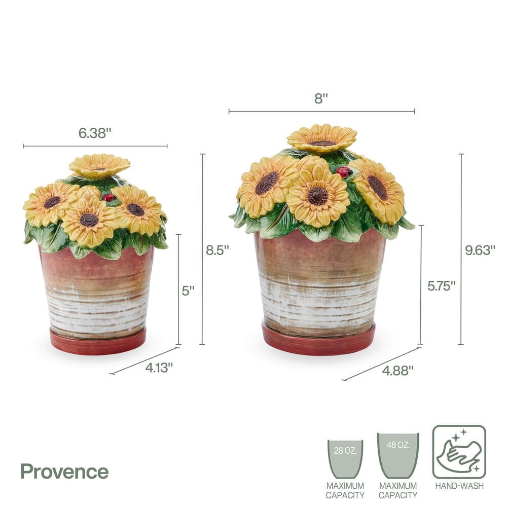 Provence Sunflower Pots Sealed Set of 2 Canisters