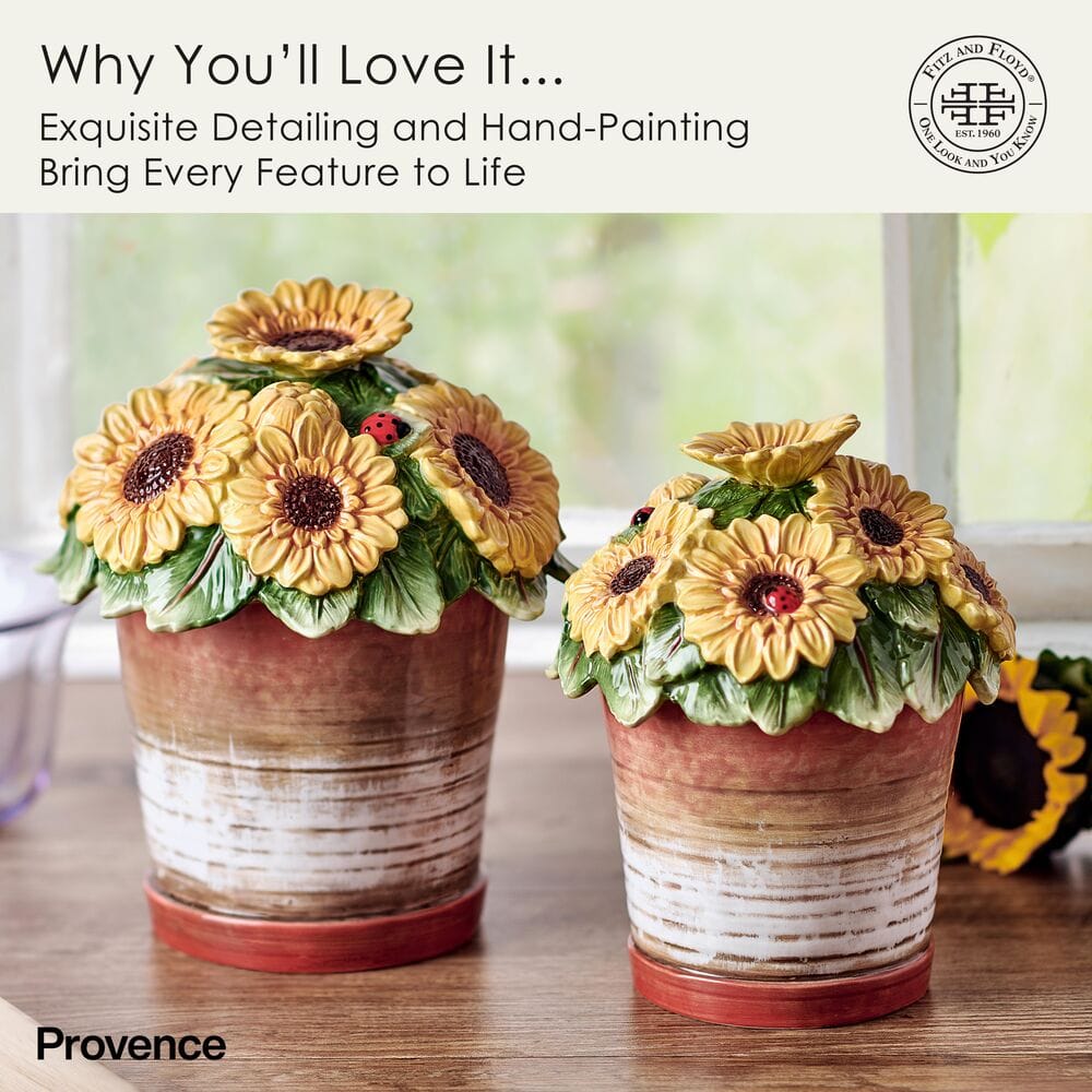 Provence Sunflower Pots Sealed Set of 2 Canisters