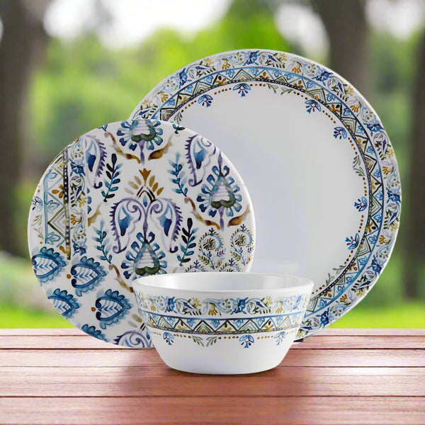 Fitz and Floyd Azure Melamine 12 Piece Dinnerware Set, Service for 4