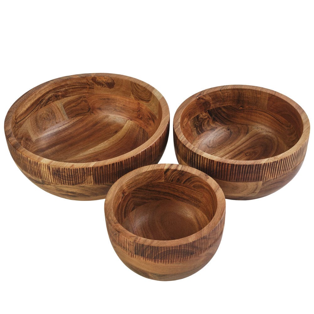 Fitz And Floyd Caleb Set Di 3 Ciotole In Legno Di Acacia - Grandi Dimensioni: 4L, 3L, 1.36L, Ecologiche E Biodegradabili