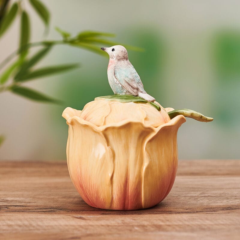Meadow Floral Sugar Bowl Condiment Jar with Spoon