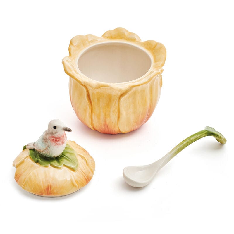 Meadow Floral Sugar Bowl Condiment Jar with Spoon