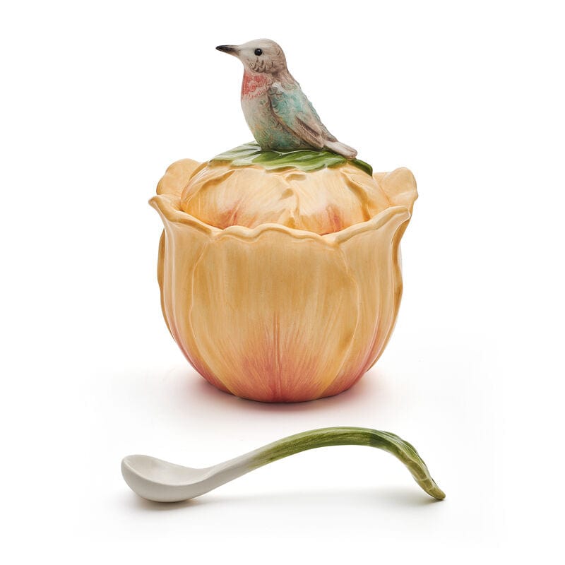 Meadow Floral Sugar Bowl Condiment Jar with Spoon