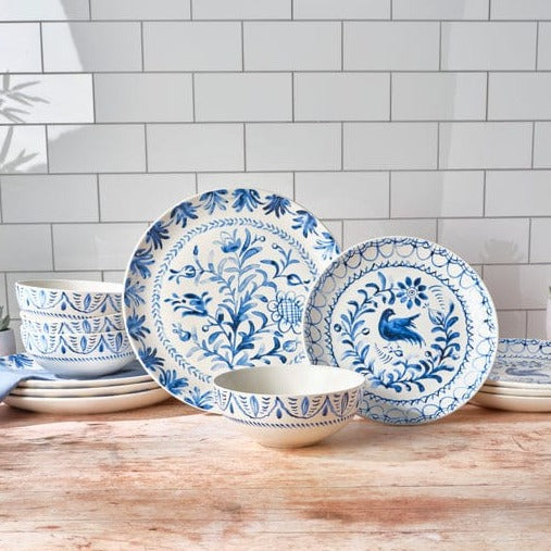 Sicily Blue 12 Piece Dinnerware Set, Service for