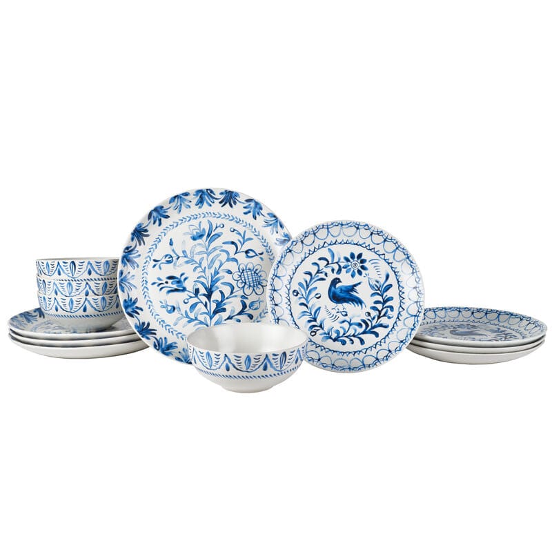 Sicily Blue 12 Piece Dinnerware Set, Service for 4