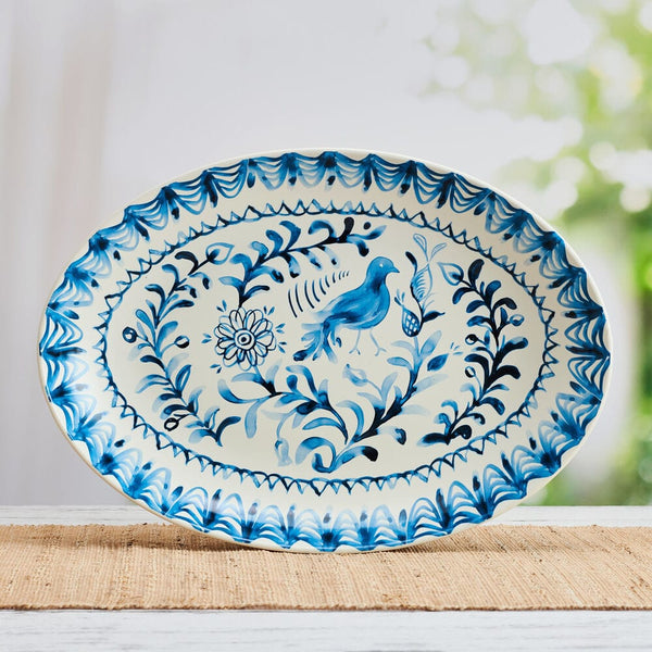 Sicily Blue Oval Serving Platter - Main Image