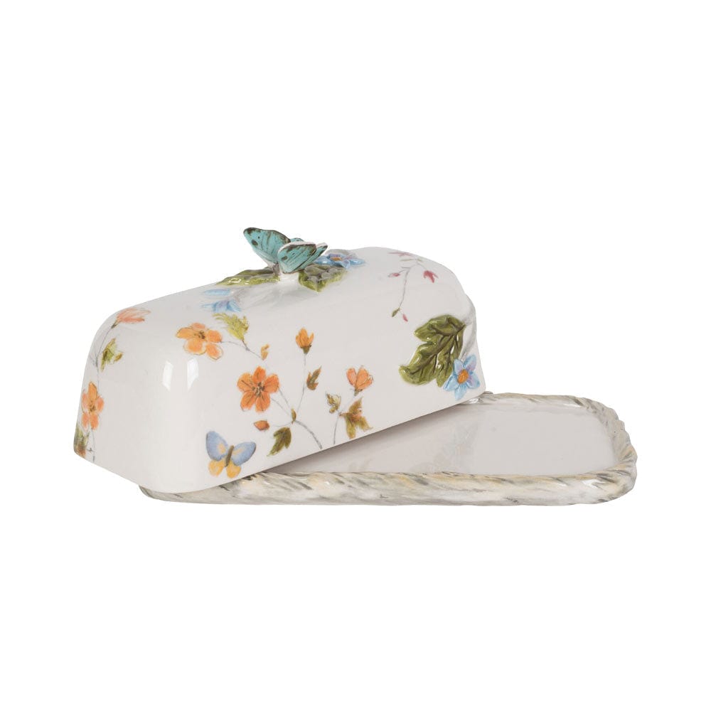 Butterfly Fields Covered Butter Dish Fitz and Floyd