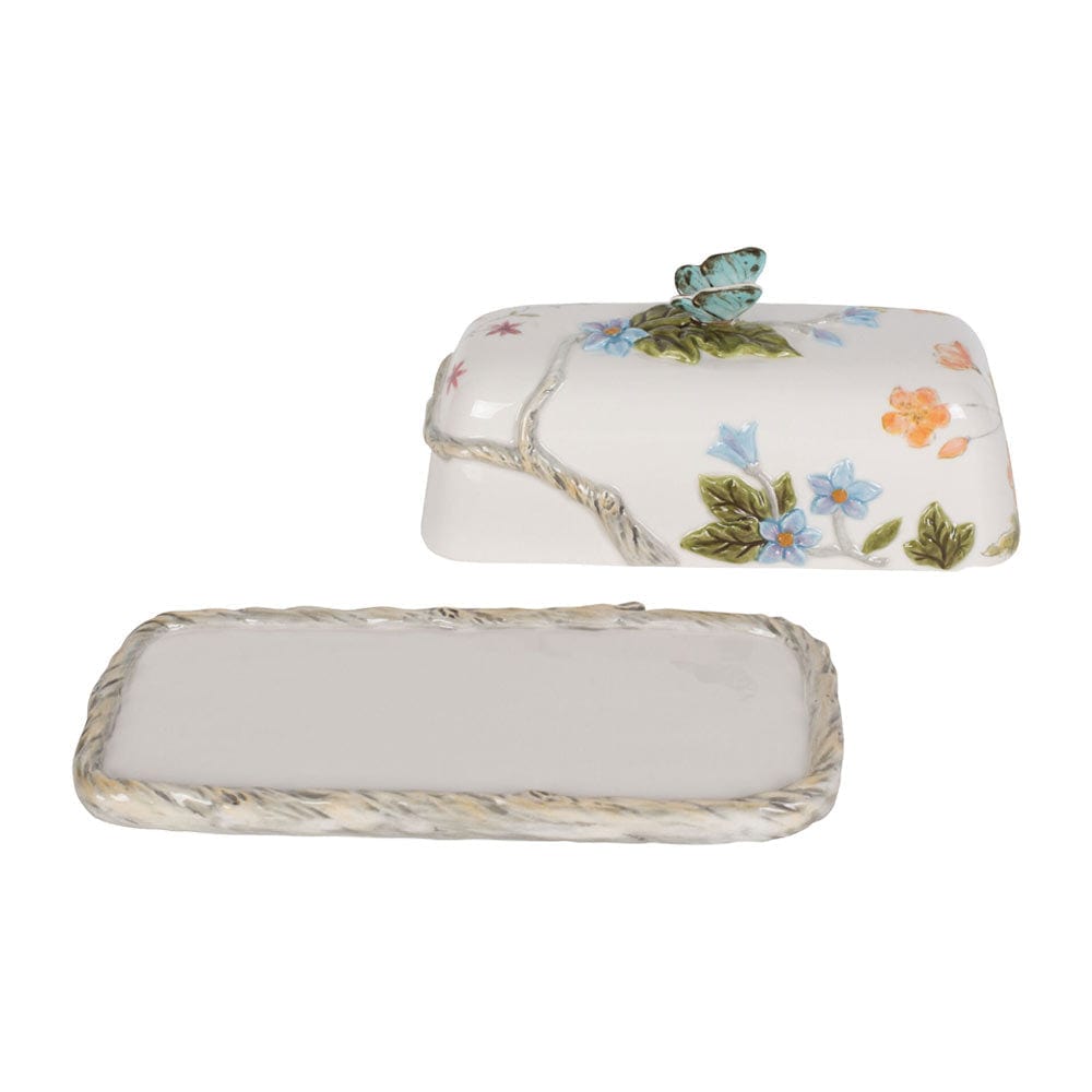 Butterfly Fields Covered Butter Dish Fitz and Floyd
