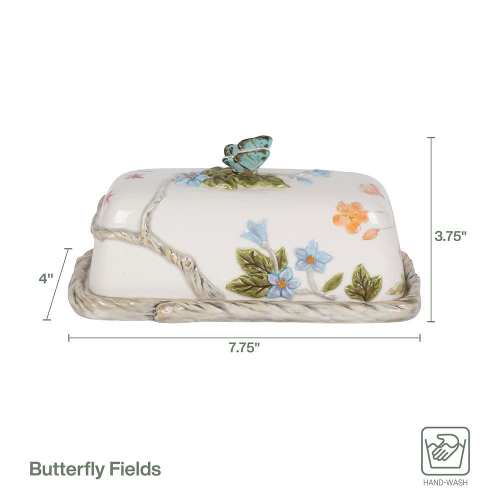 Butterfly Fields Covered Butter Dish Fitz and Floyd