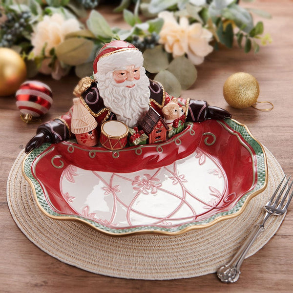 Fitz and Floyd Cottage Christmas Assorted Snack Bowls, Set of 4