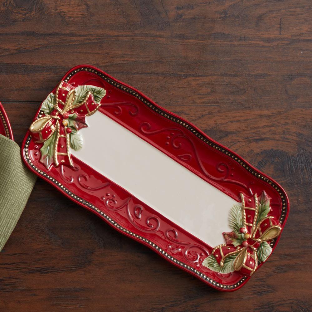 Damask Holiday Bread Tray