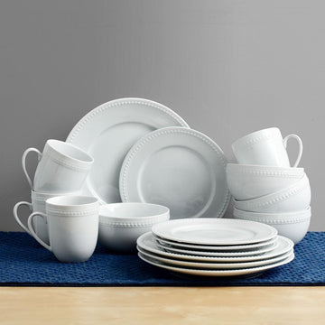 Everyday White® Beaded 16 Piece Dinnerware Set, Service for 4