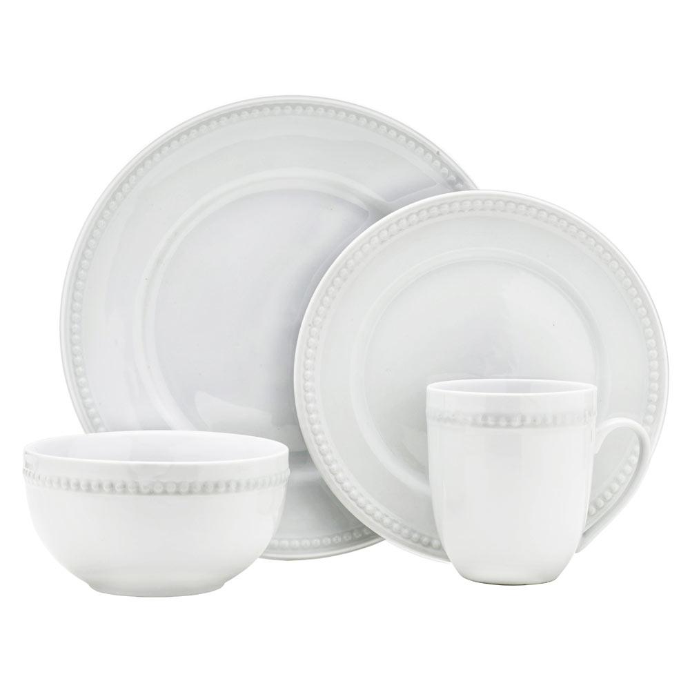 Everyday White® Beaded 16 Piece Dinnerware Set, Service for 4