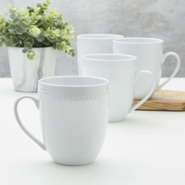 Everyday White Beaded Set of 4 Mugs