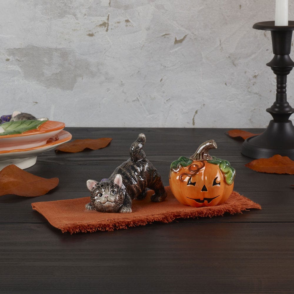 Halloween Kitty Pumpkin Salt Pepper Set