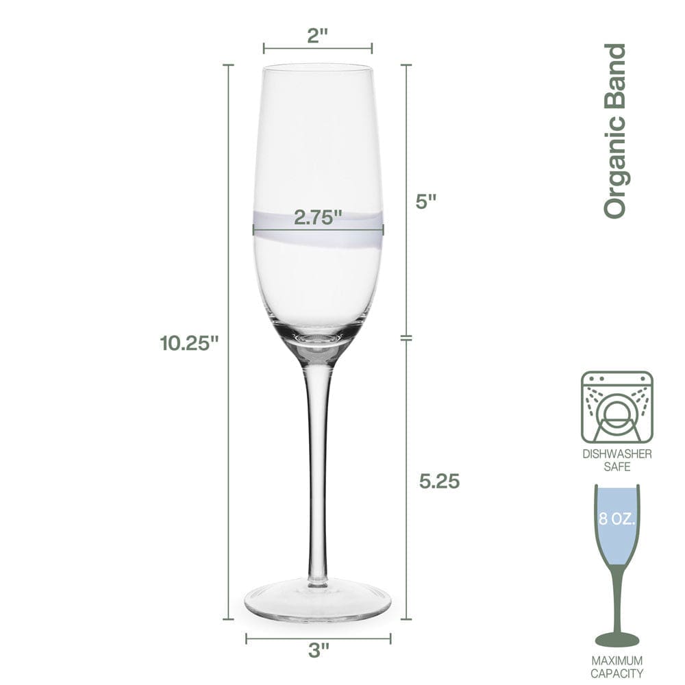 Organic Band Champagne Flute Glasses Set of 4