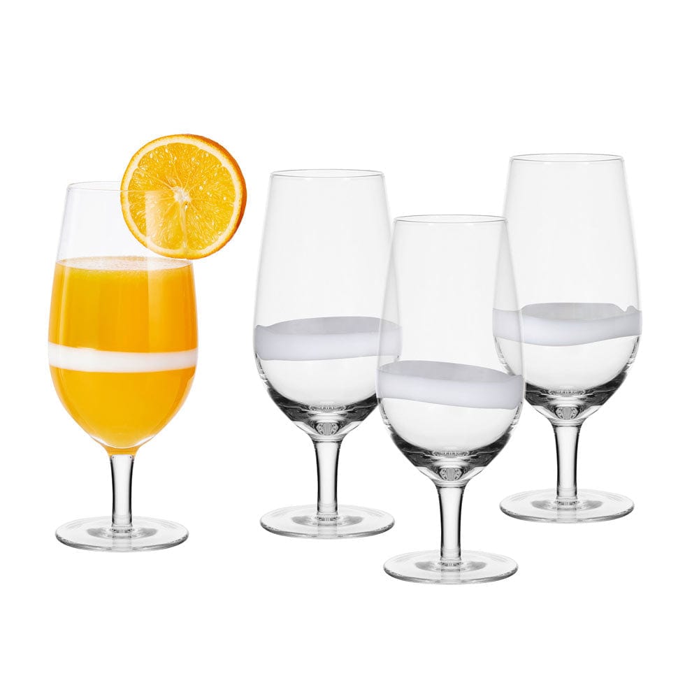 Organic Band Footed Iced Beverage Juice Glasses Set of 4