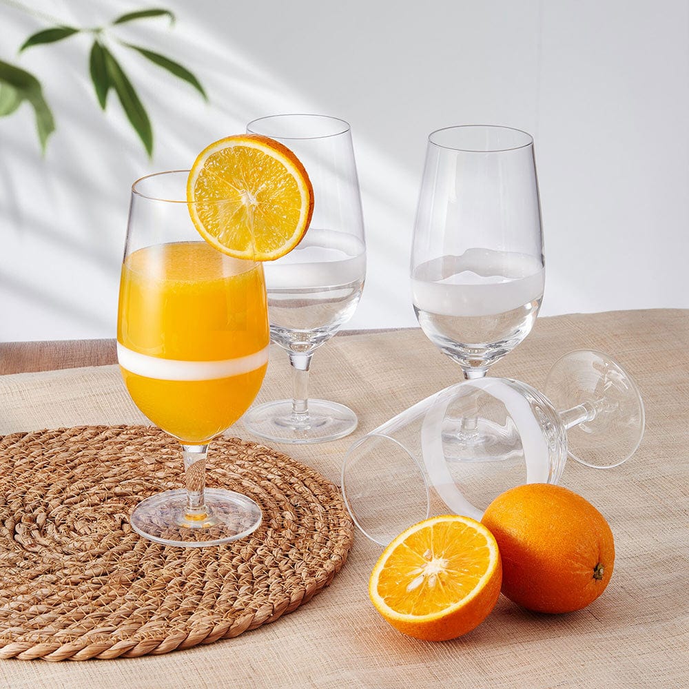 Organic Band Footed Iced Beverage Juice Glasses Set of 4
