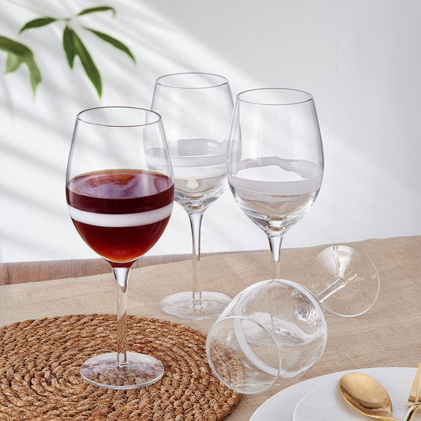 Fitz and Floyd Everyday White Organic Band Red Wine Glasses (Set of 4)