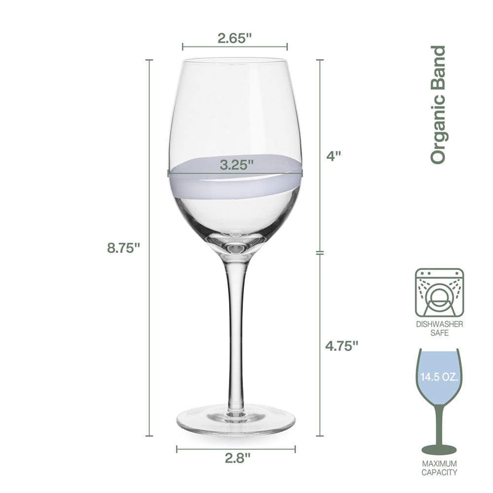 Organic Band White Wine Glasses Set of 4