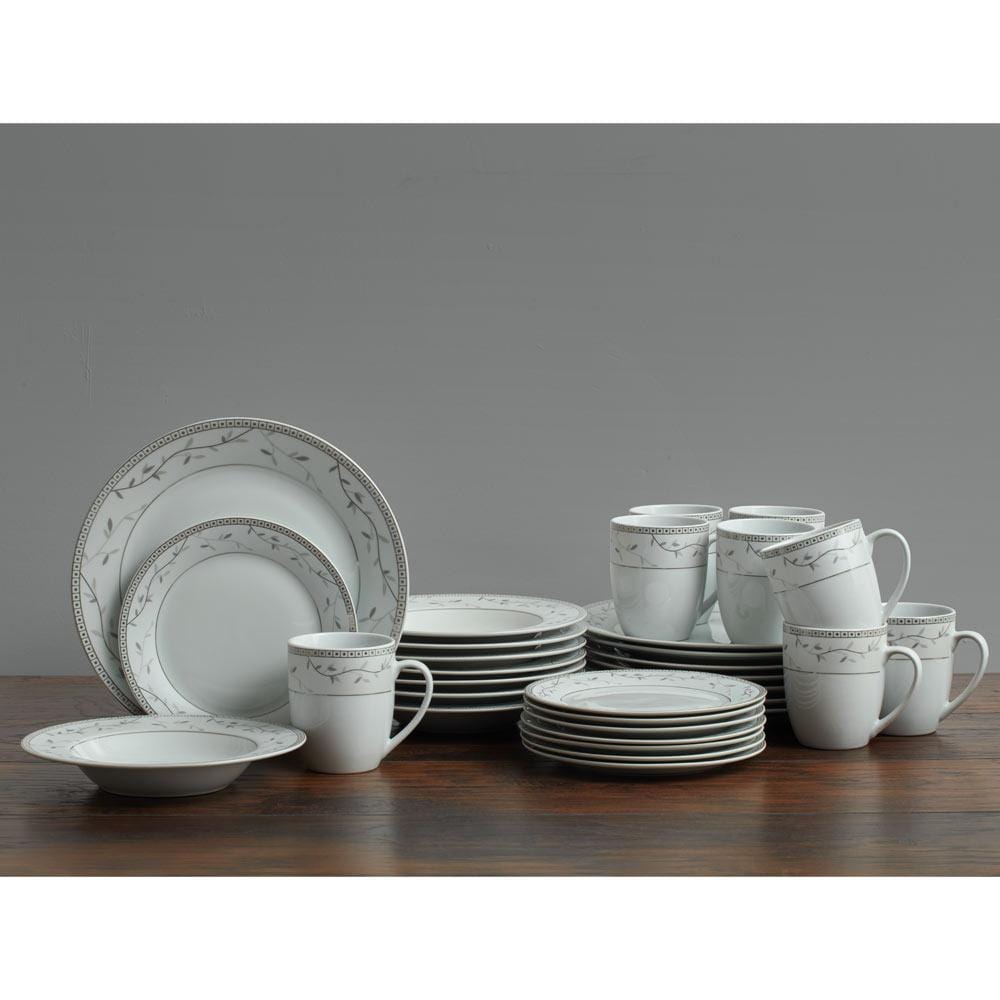 Platinum Vine 32 Piece Dinnerware Set, Service for 8