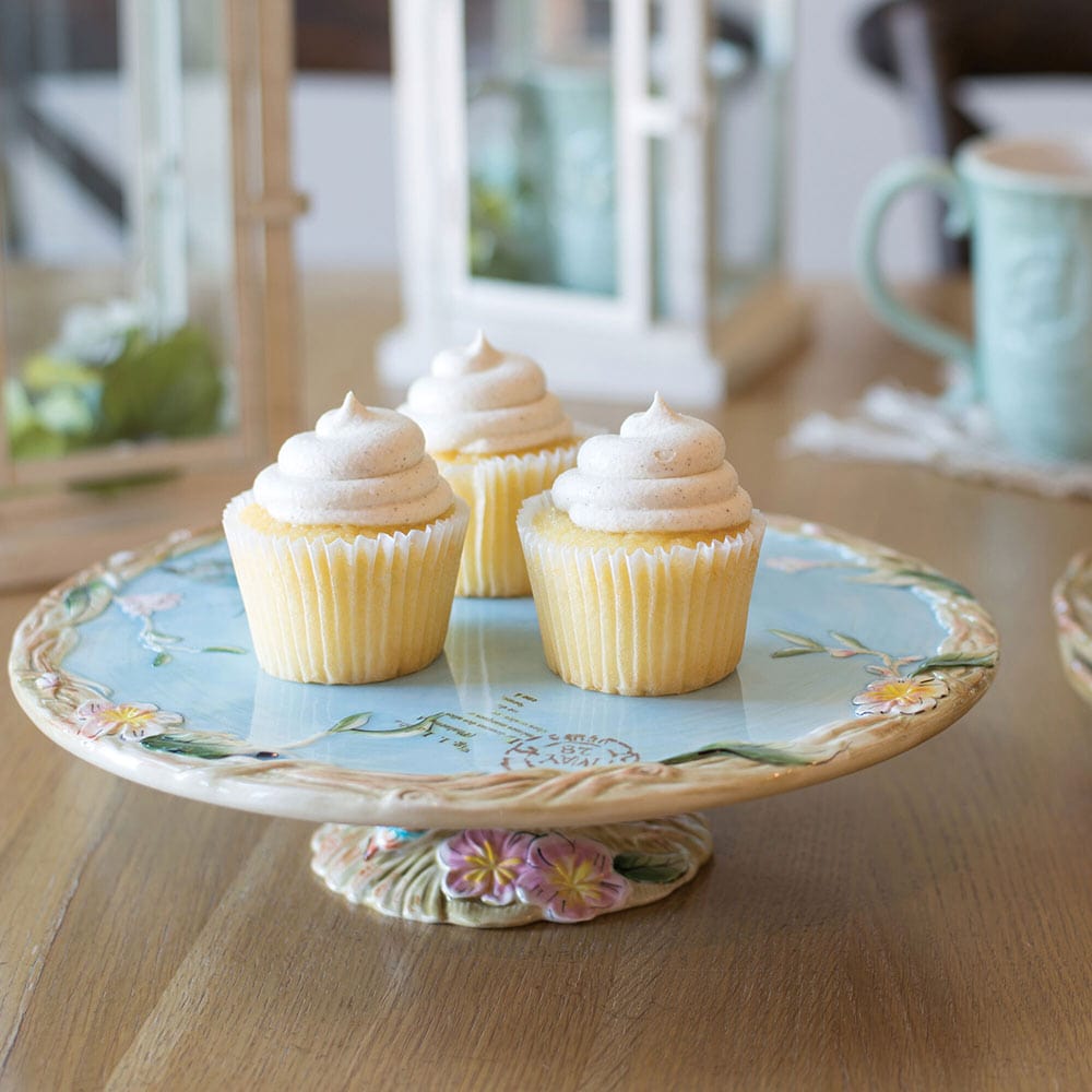 Blue Rose Polish Pottery | Hummingbird Cake Plate